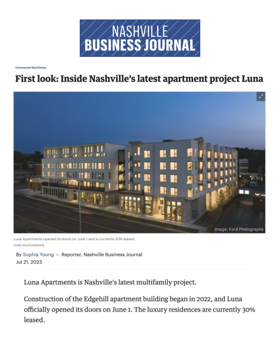 First Look: Inside Nashville’s Latest Apartment Project Luna ...