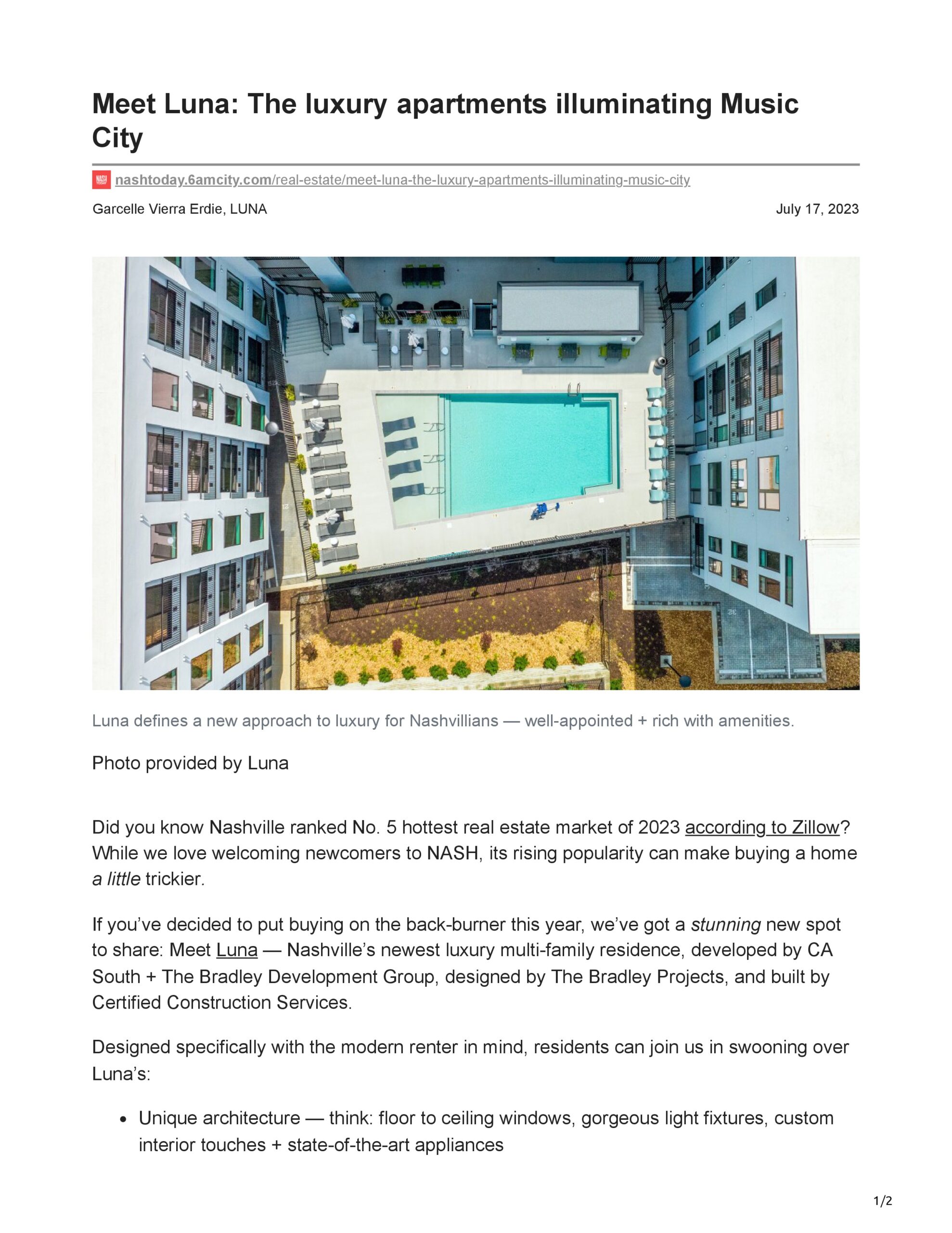 Meet Luna: The Luxury Apartments Illuminating Music City - Vertically Built